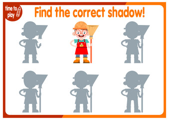 tasks for children's development. logical problems. find the right shadow. gardener