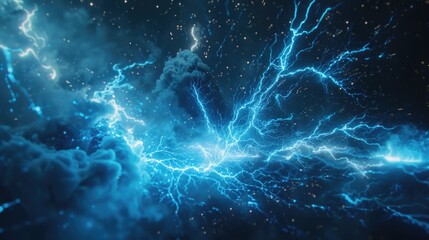 A striking image of lightning on a blue and black background. Perfect for adding a dramatic touch to any design