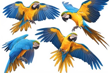 Obraz premium Macaw parrot isolated on white background set