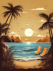 Summer banner design on the background.