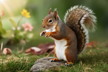 Obraz premium squirrel eating nut