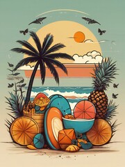 Summer banner design on the background.