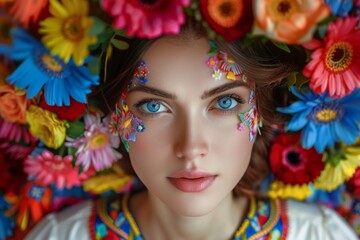 portrait of a girl flowers wreath