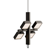 Black pendant lamp isolated on a transparent background. Modern luxury lighting fixture