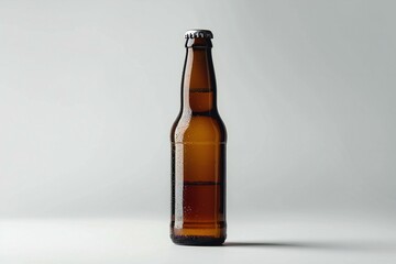 Beer bottle on a white background with copy space for your text