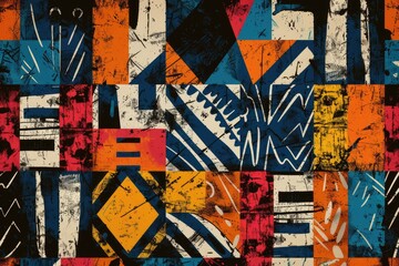Colorful abstract painting with squares and shapes. Great for modern art concepts