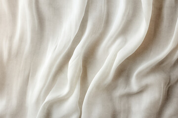 fondo blanco lujoso, la tela se extiende en ondas suaves. gasa, material translucido. vista...