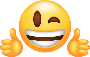 Winking Face With Two Thumbs Up Emoji Icon