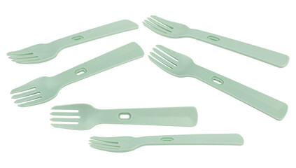 set reusable plastic fork isolated from background