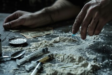 Obraz premium Close-up of a person making dough with flour. Great for baking or cooking concepts