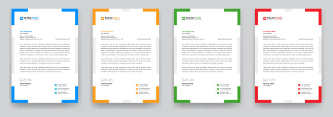 Creative modern letterhead design template with yellow, blue, green and red colors. Corporate business company letterhead design layout. Simple letter head