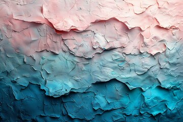 Abstract background of blue and pink paint on the wall close up