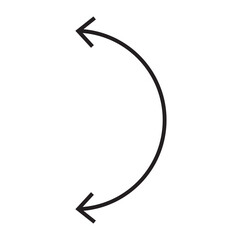 Dual semi circle arrow. Vector illustration. Semicircular curved thin long double ended arrow. Dual sided arrow Vector.