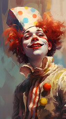 Illustrated vintage style clown, clown vintage illustration, clown