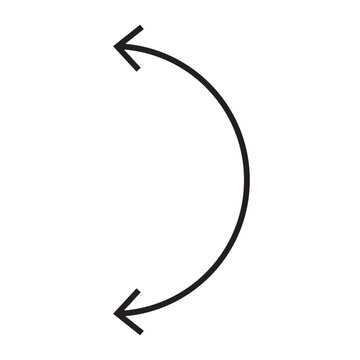 Dual semi circle arrow. Vector illustration. Semicircular curved thin long double ended arrow. Dual sided arrow Vector.