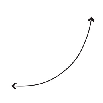 Dual semi circle arrow. Vector illustration. Semicircular curved thin long double ended arrow. Dual sided arrow Vector.