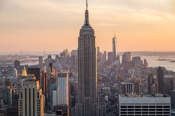 View of Empire State Building & Manhattan skyline from Top of the Rock, Manhattan, New York, USA