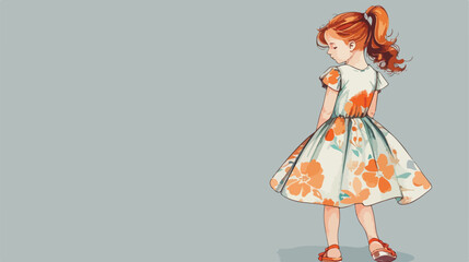 little girl child in dress Vector style vector design