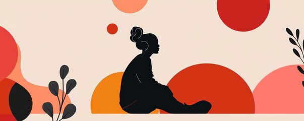 abstract minimalist conceptual illustration of a woman doing yoga