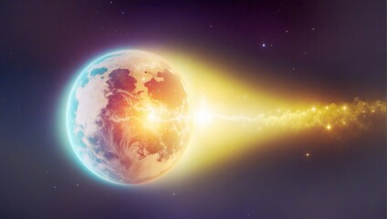 Earth and moon planet in space collision
