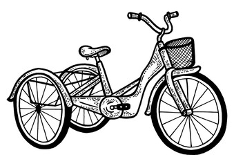 Fototapeta na wymiar Tricycle transport sketch PNG illustration