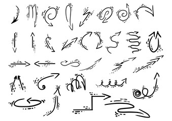 Doodle arrow set sketch engraving PNG