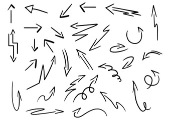 Doodle arrow set sketch engraving PNG