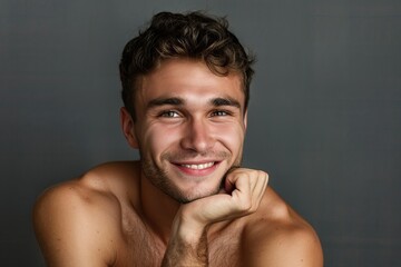 Obraz premium Confident Shirtless Man Smiling