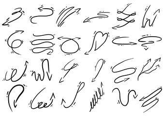 Doodle arrow set sketch engraving PNG