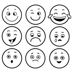 Emoticon set sketch engraving PNG illustration