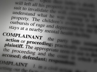 close up photo of the word complainant