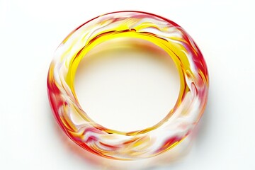 Colourful glass ring on a white background,   rendering