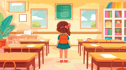 little girl standing background learning in class Vector style