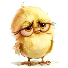 Naklejka premium Grumpy cute bird, adorable bird for digital projects, digital sticker. AI generated.