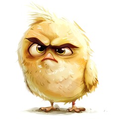 Naklejka premium Grumpy cute bird, adorable bird for digital projects, digital sticker. AI generated.