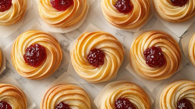   A clearer image depicting a donut tray covered by pastries and jelly on top is more visually appealing - Powered by Adobe