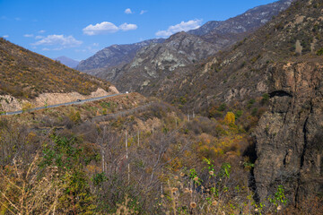Autumn landscape with forest mountains, Armenia