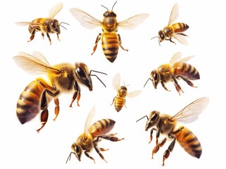 bee set isolated on white background