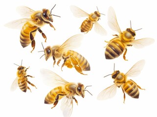 bee set isolated on white background