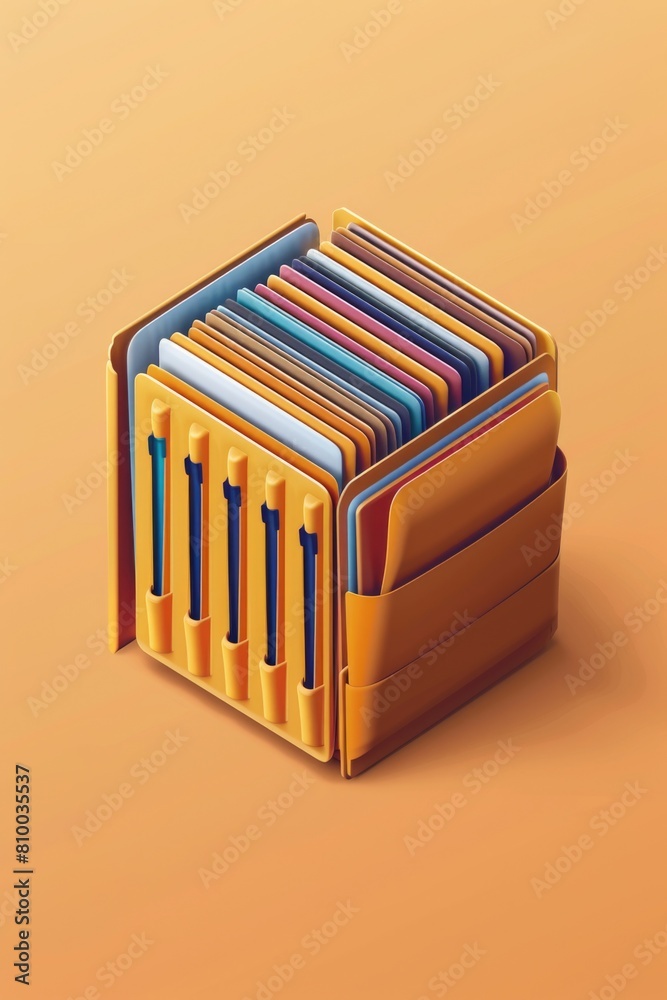 Aufkleber A stack of folders on a table, perfect for office or organization concepts