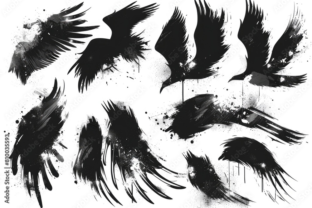 Poster A group of birds soaring through the sky. Suitable for various projects