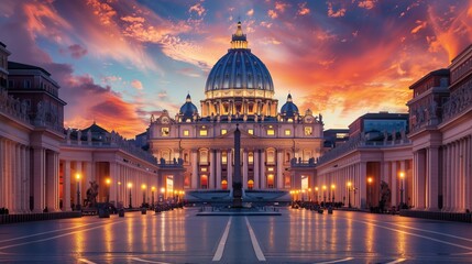 Famous places in Roma: the Vatican City . 8K - obrazy, fototapety, plakaty