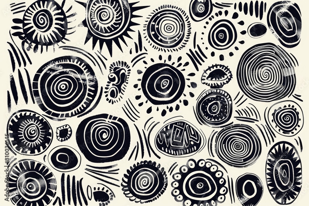 Poster a collection of abstract black and white designs, suitable for various design projects