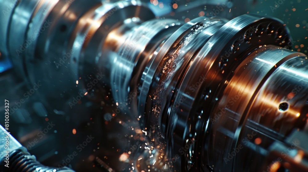 Poster close up of a machine with sparks, suitable for industrial concepts