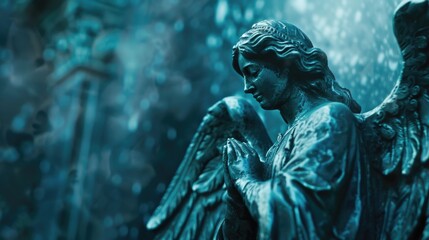 Obraz premium A detailed view of an angel statue. Perfect for religious concepts