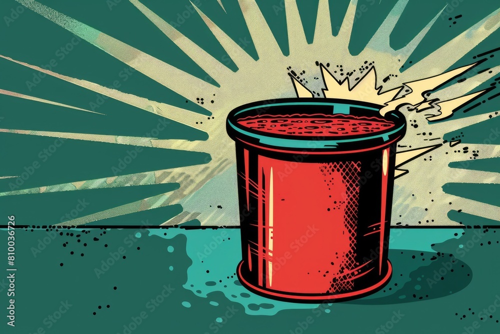 Aufkleber A red trash can with a knife sticking out of it. Suitable for crime scene or danger concept