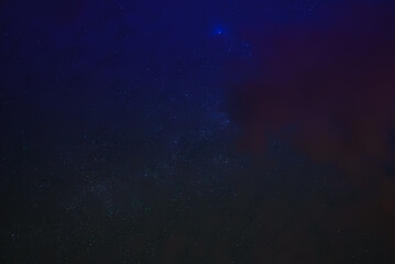 Night sky filled with stars, showcasing the vastness and beauty of the cosmos. Bright blue star against dark blue background hints at Milky Way at the Grand Canyon.