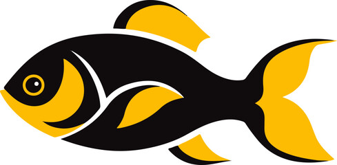 Stylized Black and Yellow Tropical Fish Illustration