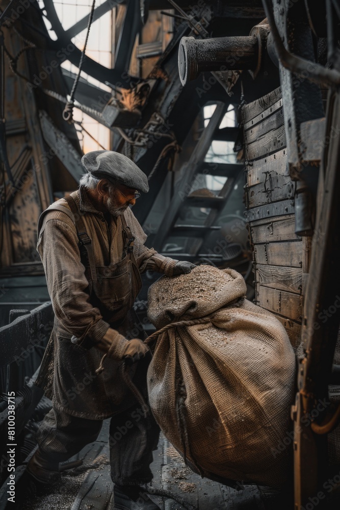 Aufkleber A man working on a machine in a factory. Suitable for industrial concepts