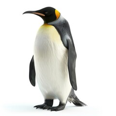 Fototapeta premium Emperor Penguin Sliding. 3D Illustration of Isolated Penguin on White Background. Antarctic Bird